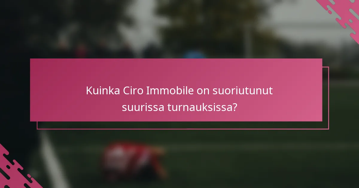 Kuinka Ciro Immobile on suoriutunut suurissa turnauksissa?