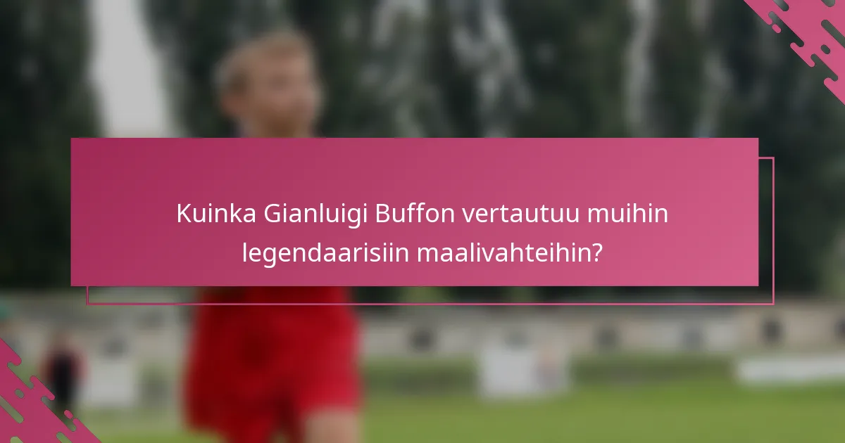 Kuinka Gianluigi Buffon vertautuu muihin legendaarisiin maalivahteihin?