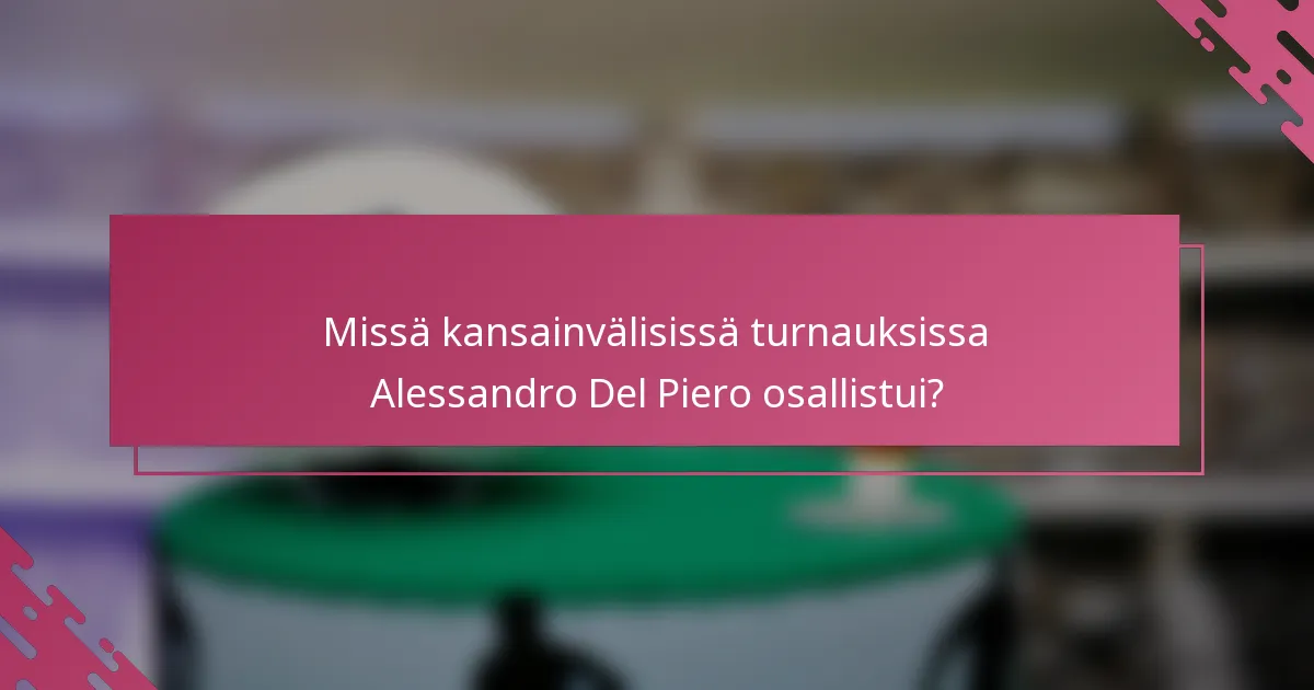 Missä kansainvälisissä turnauksissa Alessandro Del Piero osallistui?