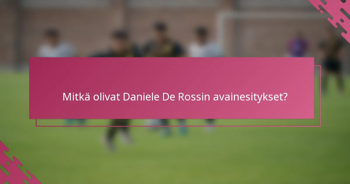 Mitkä olivat Daniele De Rossin avainesitykset?