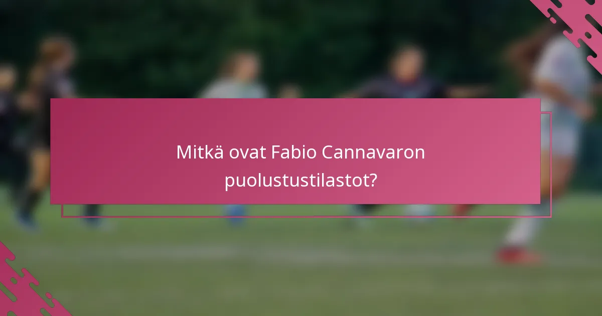 Mitkä ovat Fabio Cannavaron puolustustilastot?