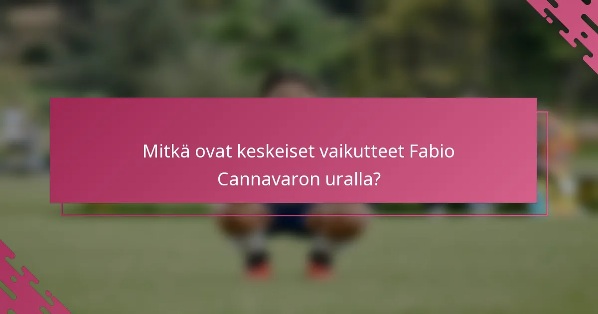 Mitkä ovat keskeiset vaikutteet Fabio Cannavaron uralla?